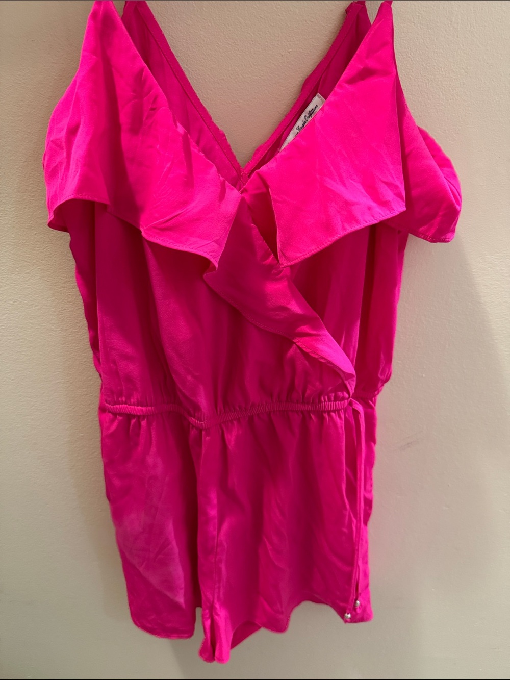 American Eagle Outfitters Hot Pink Ruffle One-Piece Romper